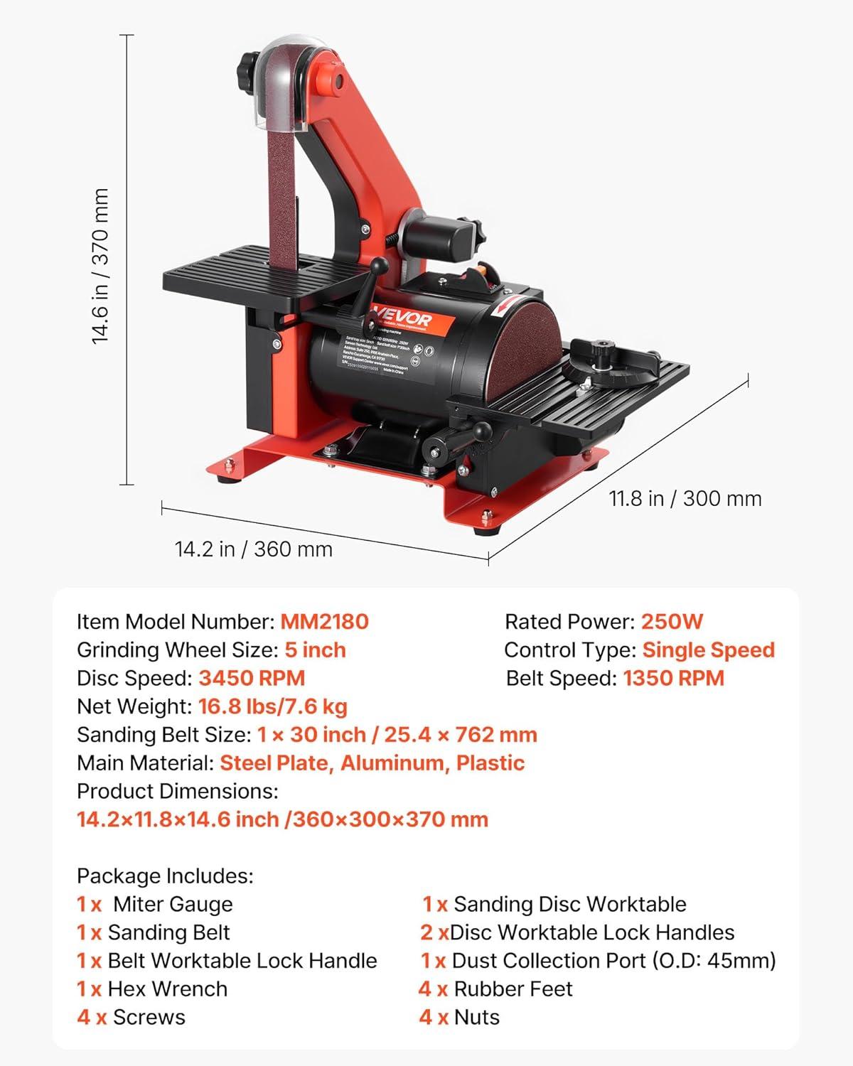 image:imageVEVOR 5 Disc Sander amp 1 x 30 Belt Sander 250W Benchtop Belt Disc Sanders Combo with 045 Adjustable Worktable amp Dust Collection Ports for Woodworking Furniture Refinishing DIY Crafting5 Disc 1 x 30 Belt Sander Combo
