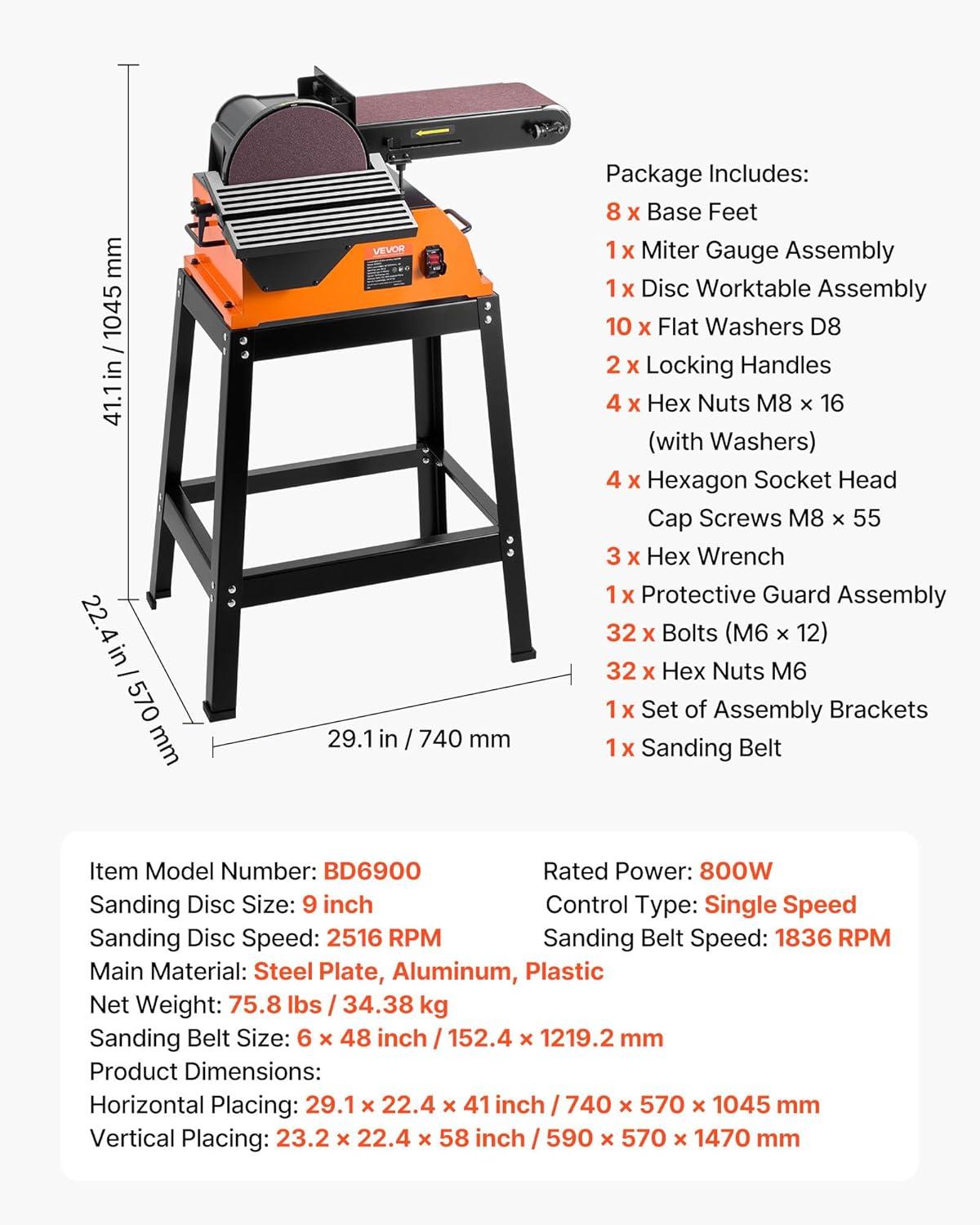image:imageVEVOR 5 Disc Sander amp 1 x 30 Belt Sander 250W Benchtop Belt Disc Sanders Combo with 045 Adjustable Worktable amp Dust Collection Ports for Woodworking Furniture Refinishing DIY Crafting9 Disc 6 x 48 Belt Sander Combo