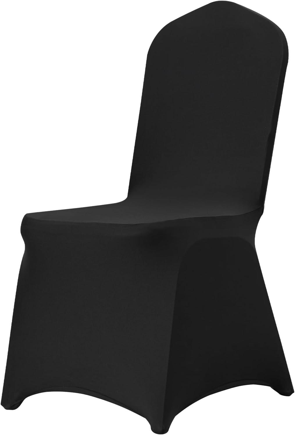 image:imageVEVOR 50 Pcs Black Chair Covers Polyester Spandex Stretch Slipcovers for Wedding Party Dining Banquet ArchedFront Chair CoversBlacka