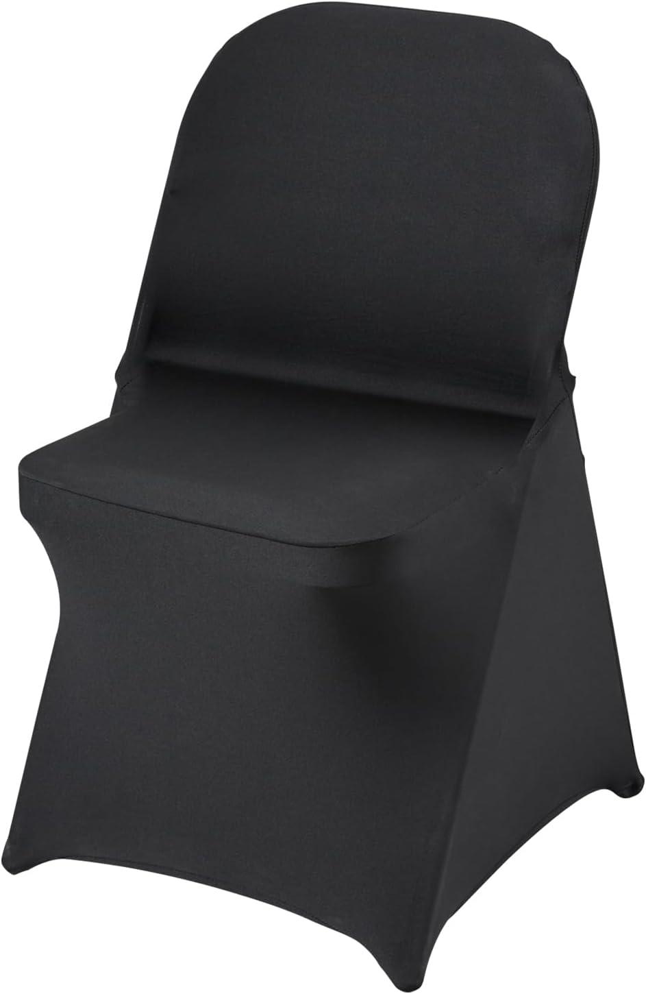 image:imageVEVOR 50 Pcs Black Chair Covers Polyester Spandex Stretch Slipcovers for Wedding Party Dining Banquet ArchedFront Chair CoversBlackc