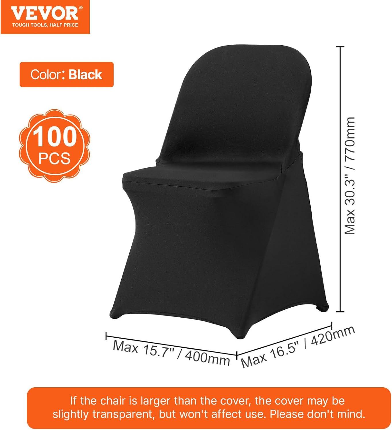 image:imageVEVOR 50 Pcs Black Chair Covers Polyester Spandex Stretch Slipcovers for Wedding Party Dining Banquet ArchedFront Chair CoversBlackc