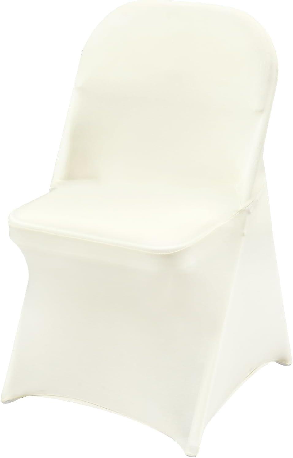 image:imageVEVOR 50 Pcs Black Chair Covers Polyester Spandex Stretch Slipcovers for Wedding Party Dining Banquet ArchedFront Chair CoversIvoryb