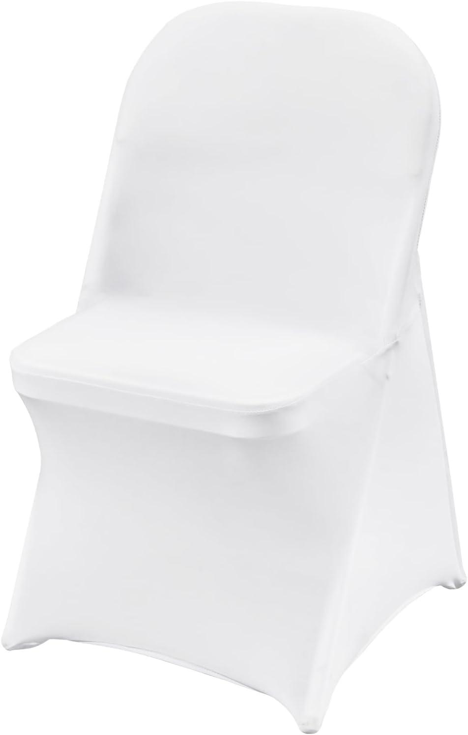 image:imageVEVOR 50 Pcs Black Chair Covers Polyester Spandex Stretch Slipcovers for Wedding Party Dining Banquet ArchedFront Chair CoversWhitec