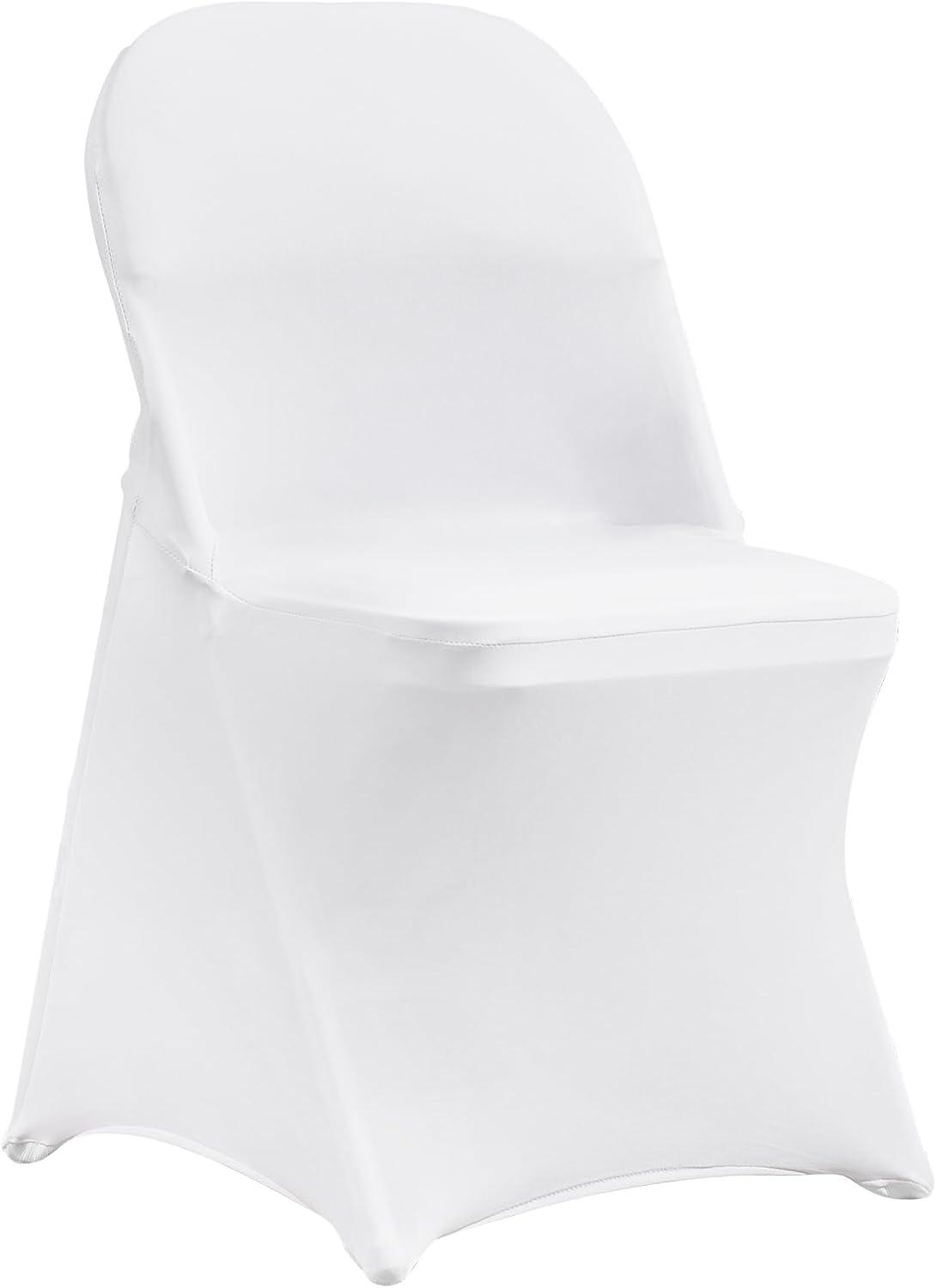 image:imageVEVOR 50 Pcs Black Chair Covers Polyester Spandex Stretch Slipcovers for Wedding Party Dining Banquet ArchedFront Chair CoversWhitec