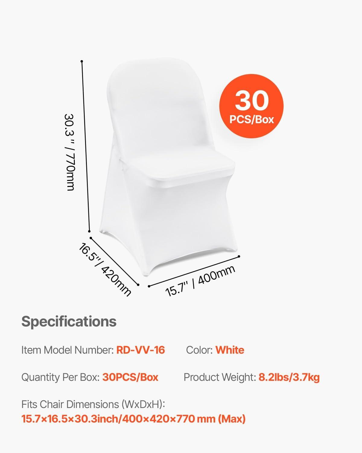 image:imageVEVOR 50 Pcs Black Chair Covers Polyester Spandex Stretch Slipcovers for Wedding Party Dining Banquet ArchedFront Chair CoversWhitec