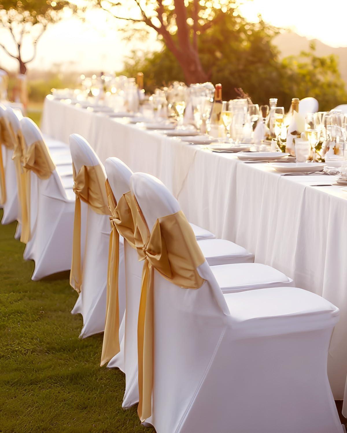 image:imageVEVOR 50 Pcs Black Chair Covers Polyester Spandex Stretch Slipcovers for Wedding Party Dining Banquet ArchedFront Chair CoversWhitec