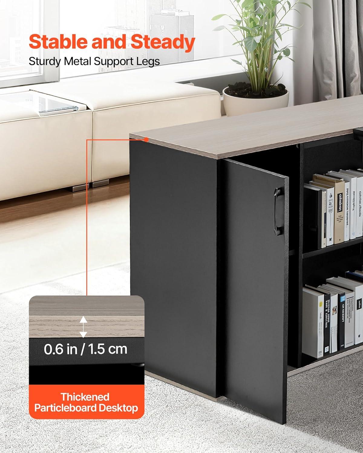 image:imageVEVOR 63 LShaped Executive Desk Large Office Desk with Drawers File Storage Cabinet Detachable 350 LBS Load Capacity Corner Table Easy Assembly Business Furniture Workstation for Home Office7153