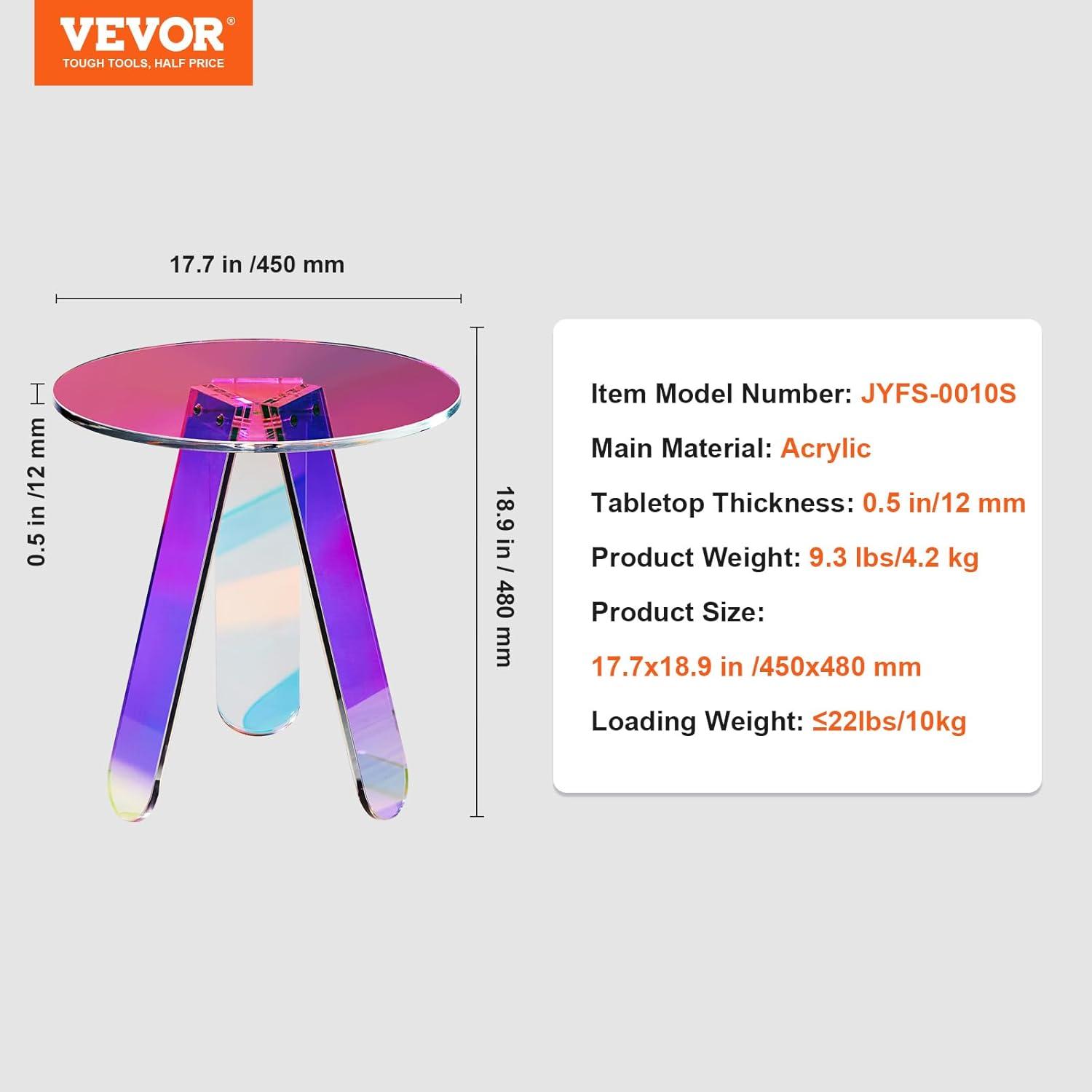 image:imageVEVOR Acrylic Bar Cart with 4 Lockable Wheels Clear Mobile Utility Rolling Cart Multifunction Serving Cart for Home Bar Kitchen Bathroom Living Room with Pulling Handle 2Tier ModernRainbow