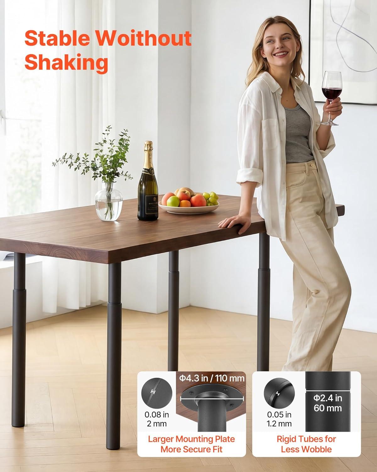 image:imageVEVOR Adjustable Table Legs 28433 in Steel Furniture Legs 1200 lbs Max Load Heavy Duty Quick Installation Ideal for Home Office Desk DIY Coffee Dinner Bar Tables Workbenches Set of 4 Black