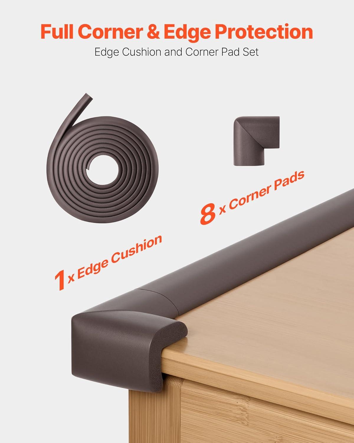 image:imageVEVOR Baby Proofing Edge Corner Protector 18 ft Edge Cushion 8 Corner Pads Soft NBR Foam 3M Adhesive Child Proof Table Safety Bumper Guards Easy Installation for Furniture Fireplace Protection