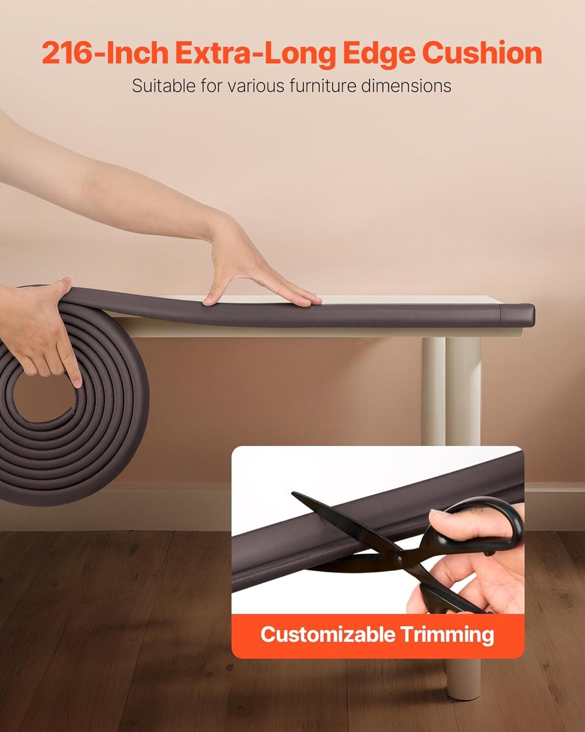 image:imageVEVOR Baby Proofing Edge Corner Protector 18 ft Edge Cushion 8 Corner Pads Soft NBR Foam 3M Adhesive Child Proof Table Safety Bumper Guards Easy Installation for Furniture Fireplace Protection