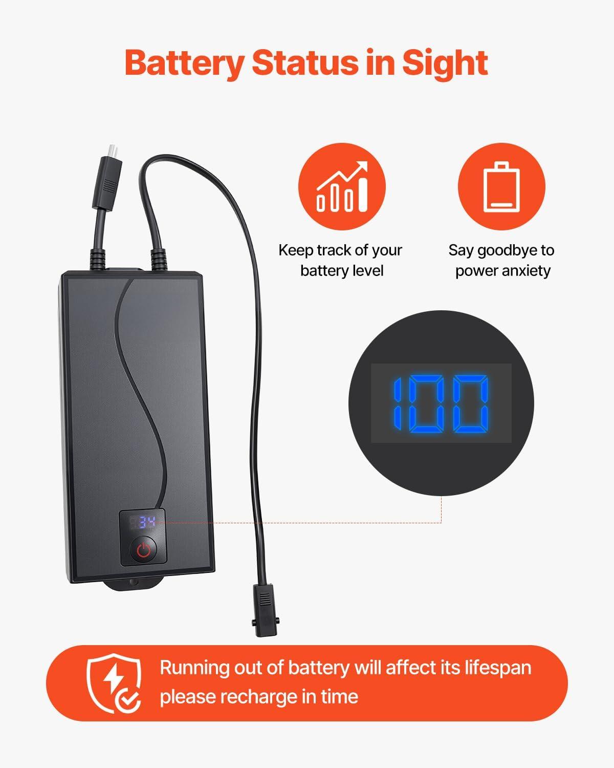 image:imageVEVOR Battery Pack for Reclining Furniture 5000 mAh Rechargeable Recliner Battery with Universal 2Pin Connection and LED Display Screen for Electric ReclinerSofaCouch and Lift Chair NO Charger5000mAh Battery Only