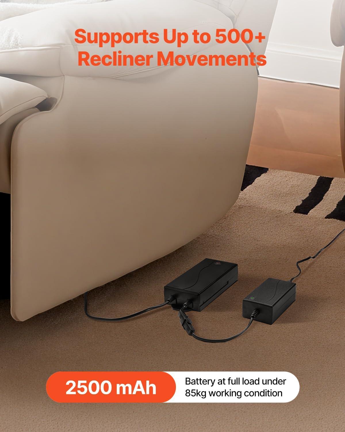 image:imageVEVOR Battery Pack for Reclining Furniture 5000 mAh Rechargeable Recliner Battery with Universal 2Pin Connection and LED Display Screen for Electric ReclinerSofaCouch and Lift Chair NO Charger2500mAh Battery Charger