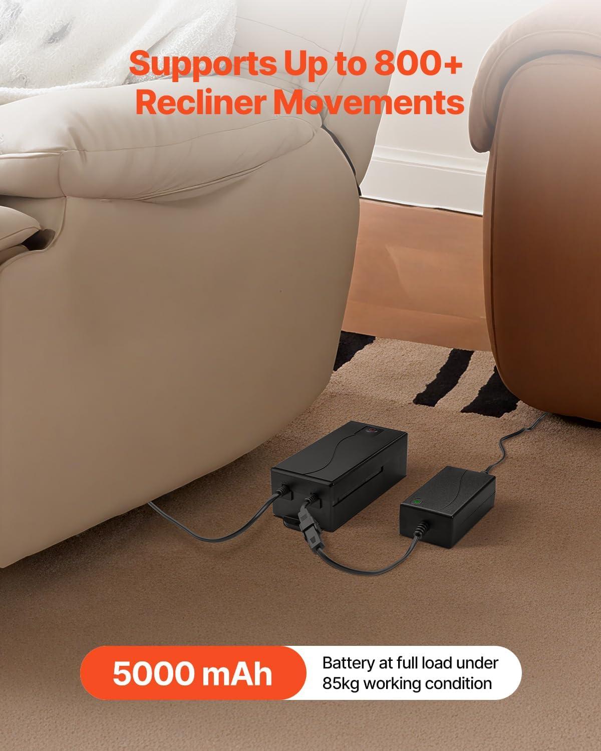 image:imageVEVOR Battery Pack for Reclining Furniture 5000 mAh Rechargeable Recliner Battery with Universal 2Pin Connection and LED Display Screen for Electric ReclinerSofaCouch and Lift Chair NO Charger5000mAh Battery Only