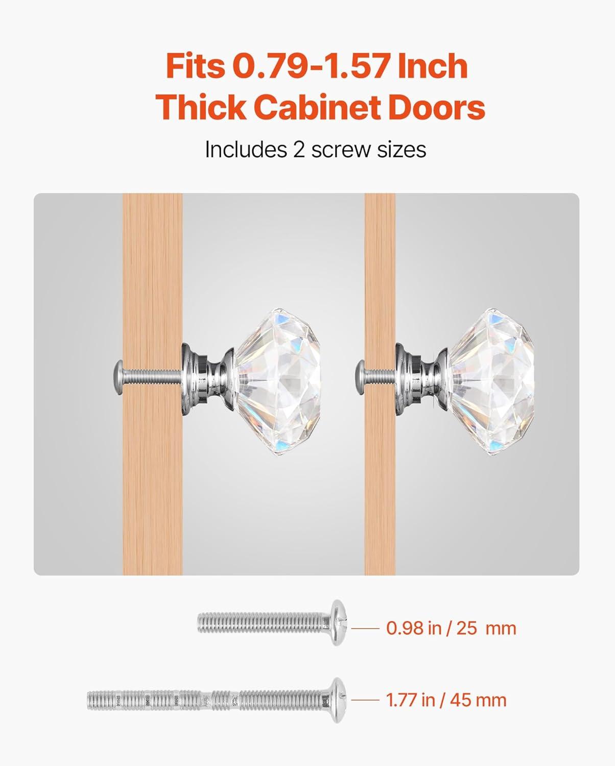 image:imageVEVOR Cabinet Knobs 10 Pack 142 Inch Zinc Alloy Drawer Pulls Door Handles Rectangular Kitchen Dresser Solid Knobs Cupboard Hardware with Screws for Bathroom Closet Cabinets Drawers Chrome Color12 PCS