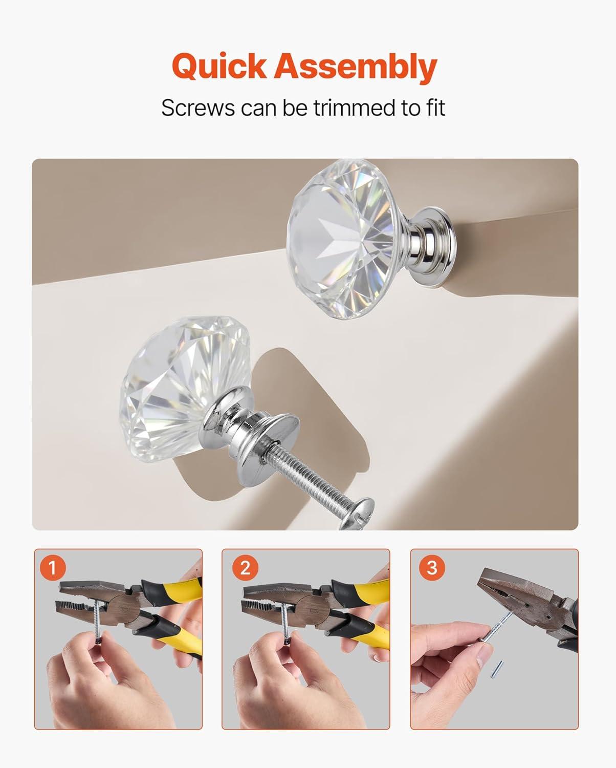 image:imageVEVOR Cabinet Knobs 10 Pack 142 Inch Zinc Alloy Drawer Pulls Door Handles Rectangular Kitchen Dresser Solid Knobs Cupboard Hardware with Screws for Bathroom Closet Cabinets Drawers Chrome Color12 PCS