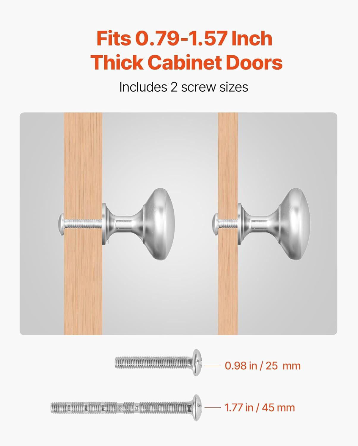 image:imageVEVOR Cabinet Knobs 10 Pack 142 Inch Zinc Alloy Drawer Pulls Door Handles Rectangular Kitchen Dresser Solid Knobs Cupboard Hardware with Screws for Bathroom Closet Cabinets Drawers Chrome Color25 Pcs