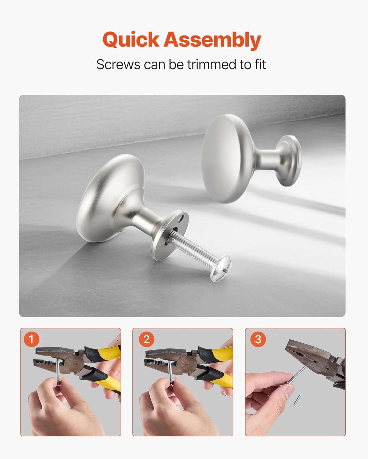 image:imageVEVOR Cabinet Knobs 10 Pack 142 Inch Zinc Alloy Drawer Pulls Door Handles Rectangular Kitchen Dresser Solid Knobs Cupboard Hardware with Screws for Bathroom Closet Cabinets Drawers Chrome Color25 Pcs