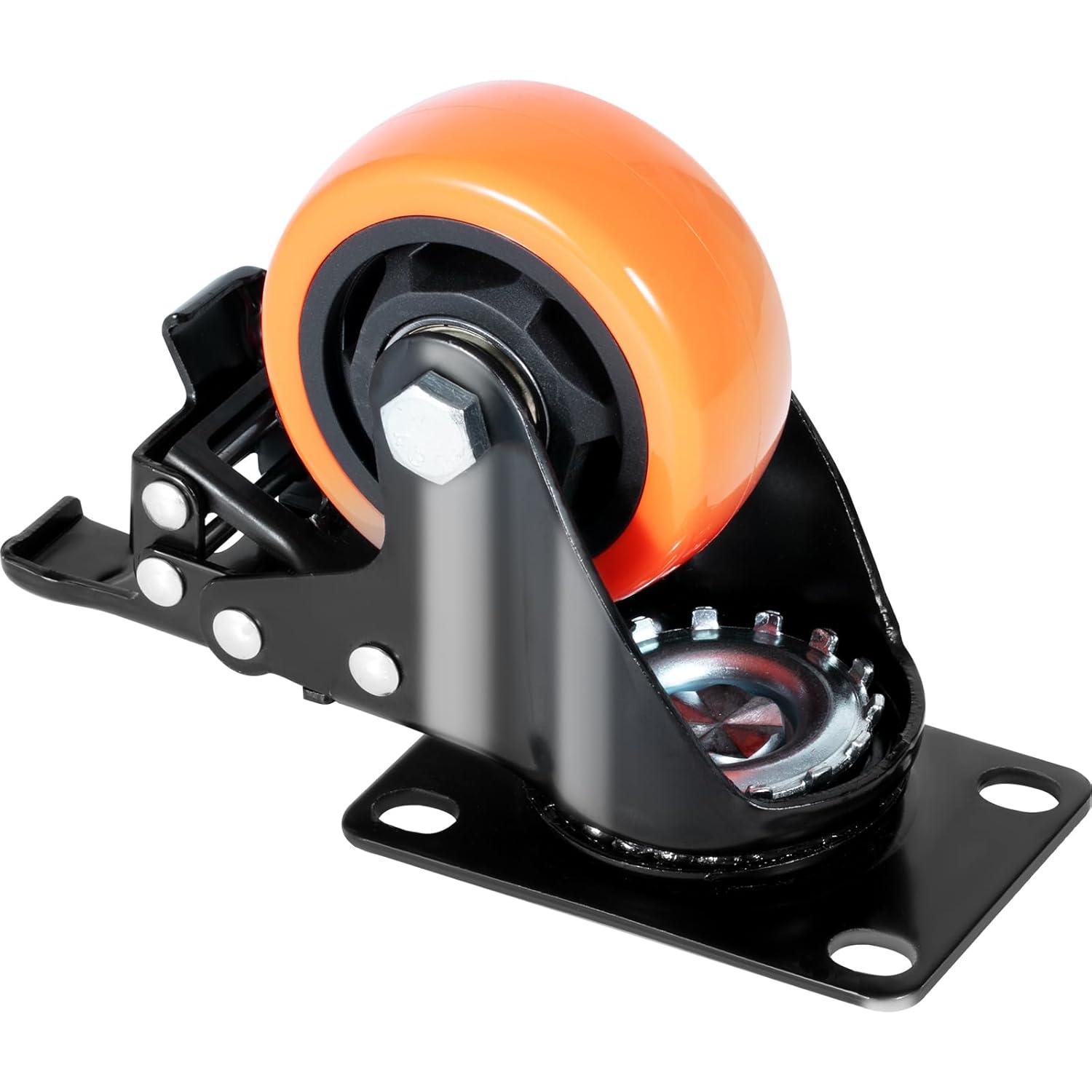 image:imageVEVOR Caster Wheels 2inch Swivel Plate Casters Set of 4 with Security Dual Locking No Noise PVC Wheels for Cart Furniture Workbench Heavy Duty 150 lbs Load Capacity Per Caster3inch