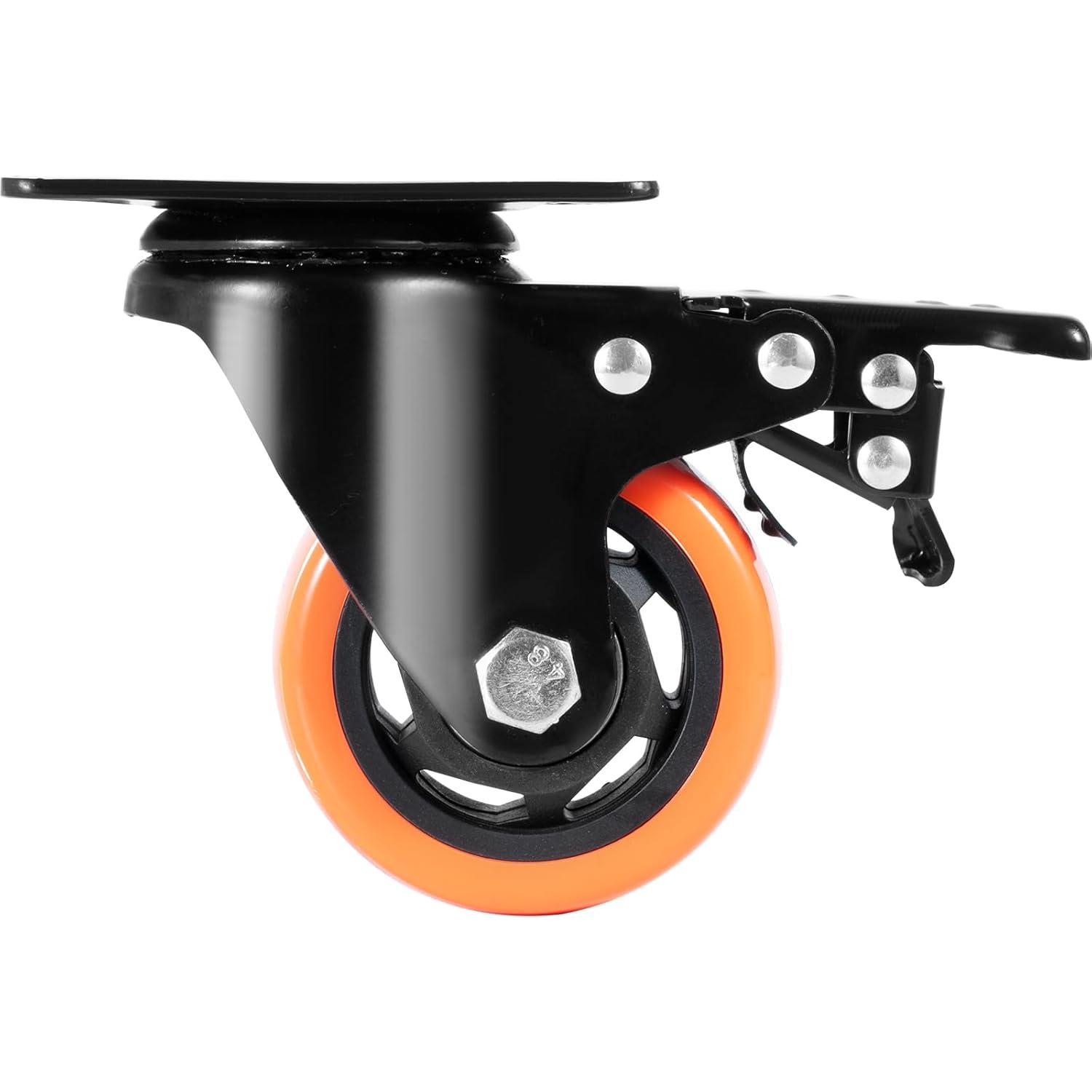 image:imageVEVOR Caster Wheels 2inch Swivel Plate Casters Set of 4 with Security Dual Locking No Noise PVC Wheels for Cart Furniture Workbench Heavy Duty 150 lbs Load Capacity Per Caster3inch