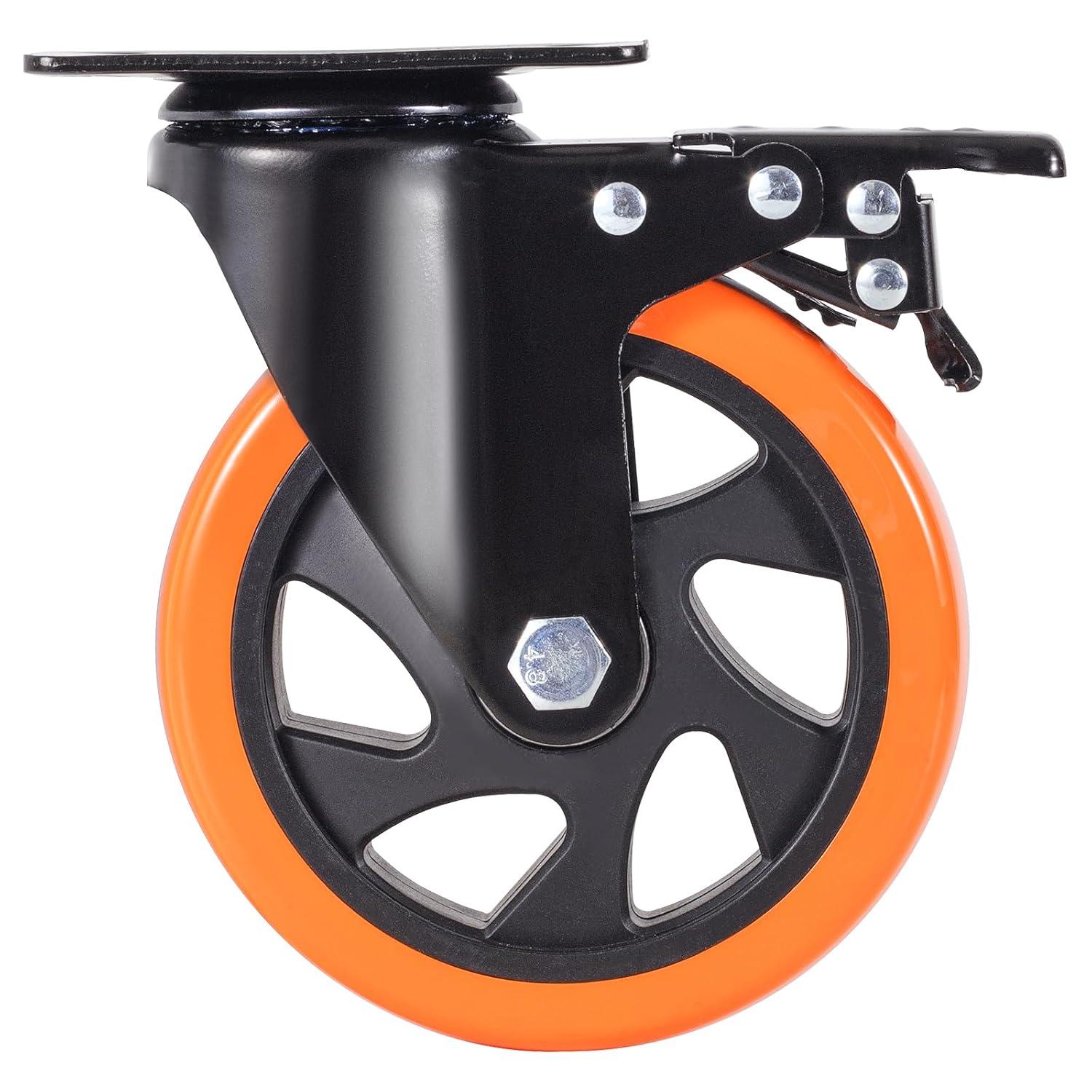 image:imageVEVOR Caster Wheels 2inch Swivel Plate Casters Set of 4 with Security Dual Locking No Noise PVC Wheels for Cart Furniture Workbench Heavy Duty 150 lbs Load Capacity Per Caster5inch