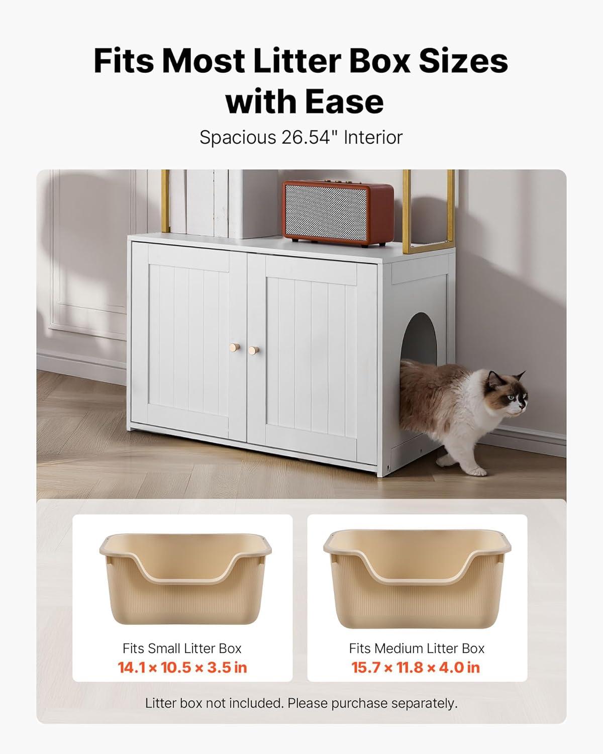 image:imageVEVOR Cat Litter Box Enclosure Furniture 236 in Hidden Litter Box Cabinet with Storage Shelves Modern Style Waterproof Washroom Side Table Cat House Fit Most of Litterbox for Living RoomWhite