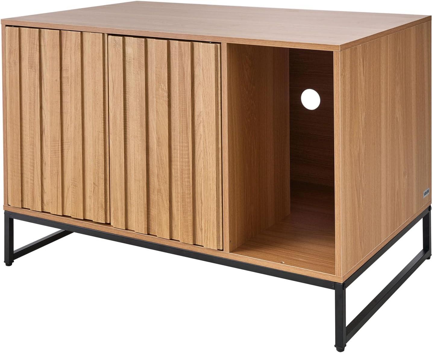 image:imageVEVOR Cat Litter Box Enclosure Furniture 236 in Hidden Litter Box Cabinet with Storage Shelves Modern Style Waterproof Washroom Side Table Cat House Fit Most of Litterbox for Living RoomNatural wood colour
