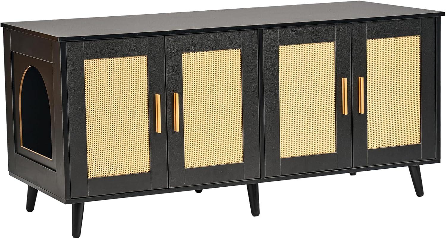 image:imageVEVOR Cat Litter Box Enclosure for 2 Cats Litter Box Furniture Hidden 472inBlack