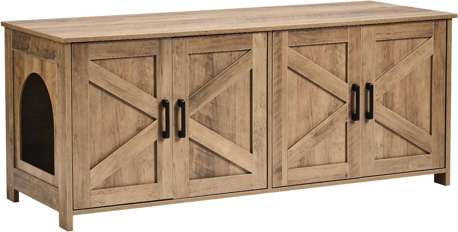 image:imageVEVOR Cat Litter Box Enclosure for 2 Cats Litter Box Furniture Hidden 472inGreige