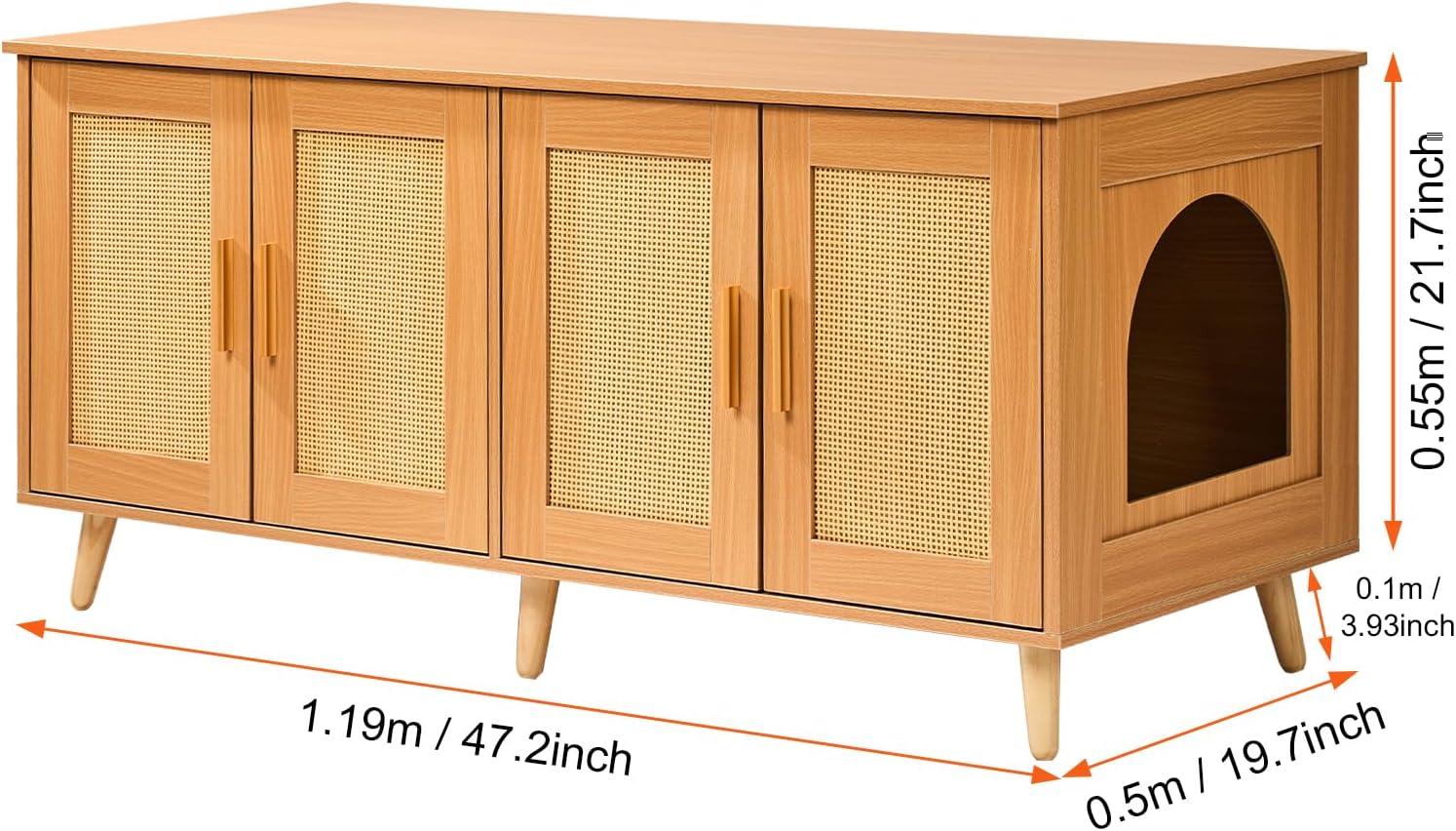 image:imageVEVOR Cat Litter Box Enclosure for 2 Cats Litter Box Furniture Hidden 472inNatural color