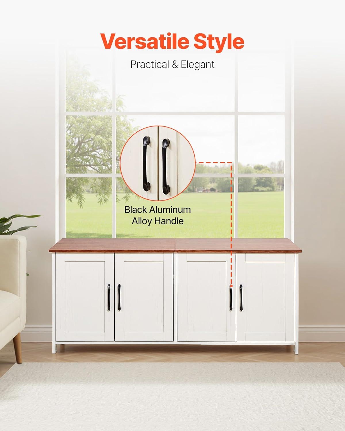 image:imageVEVOR Cat Litter Box Enclosure for 2 Cats Litter Box Furniture Hidden with Double Rooms Wooden Cat Box Cabinet Fit Most of Litter Box 472 L x 185 W x 197 H White