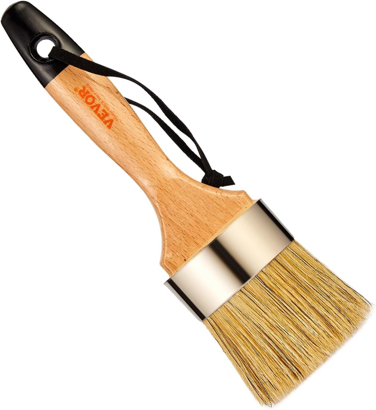 image:imageVEVOR Chalk Wax Paint Brush 4 Piece Wax Paint Brush Stain Brushes for Furniture Acrylic PaintingMilk PaintHome Decor Natural Bristle Round Oval Chalk Paint Brushes for All Painting and Waxing4 PCS