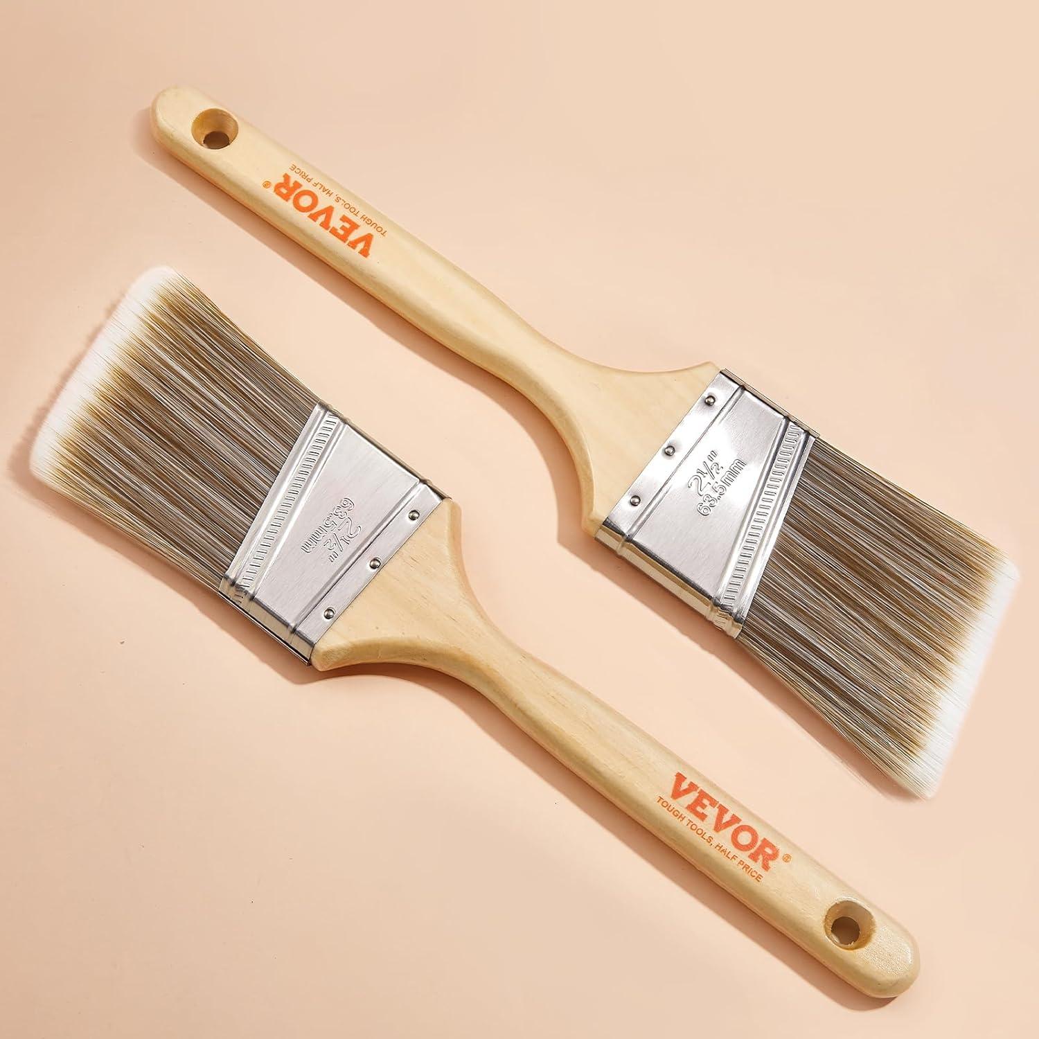 image:imageVEVOR Chalk Wax Paint Brush 4 Piece Wax Paint Brush Stain Brushes for Furniture Acrylic PaintingMilk PaintHome Decor Natural Bristle Round Oval Chalk Paint Brushes for All Painting and Waxing12 PCS