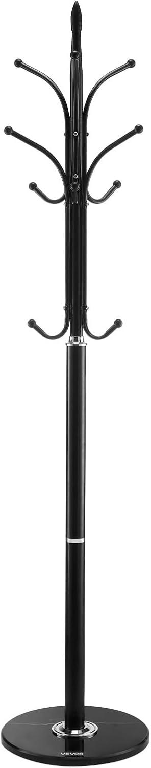 image:imageVEVOR Coat Rack Freestanding Coats Rack Stand with Quartz Stone Base amp 3 Round Hooks Free Standing Hall Coat Tree for Entryway Bedroom Living Room Stylish Clothes Hanger Stand for Coats Hat BagHook