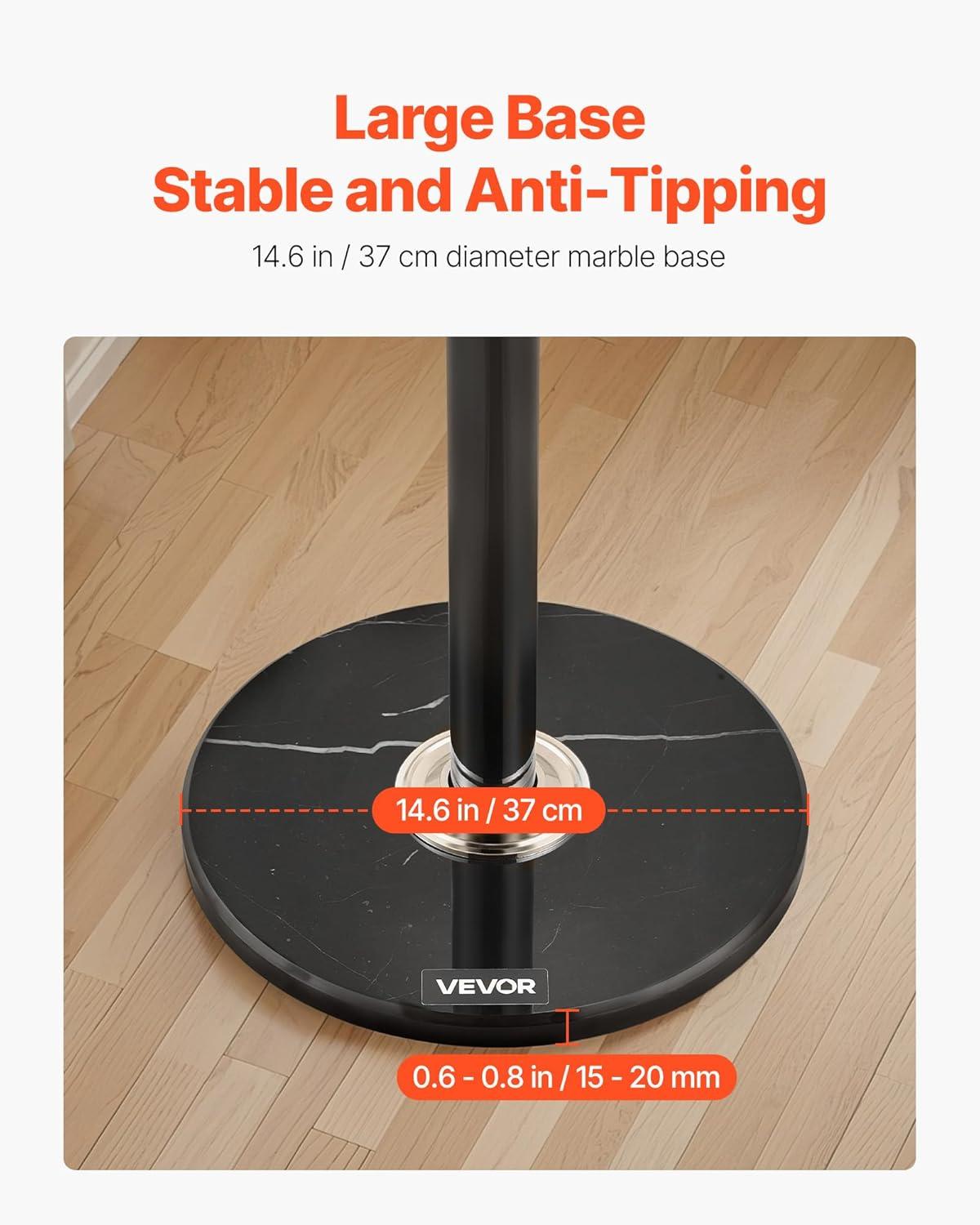 image:imageVEVOR Coat Rack Freestanding Coats Rack Stand with Quartz Stone Base amp 3 Round Hooks Free Standing Hall Coat Tree for Entryway Bedroom Living Room Stylish Clothes Hanger Stand for Coats Hat BagHook