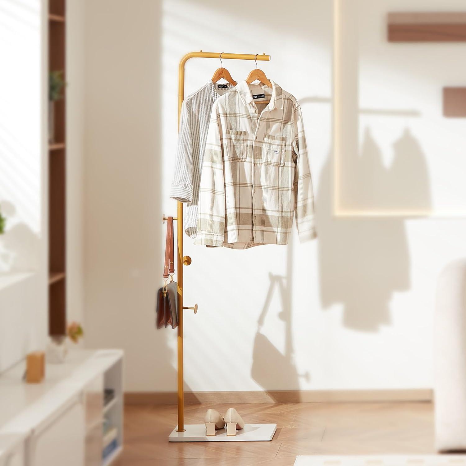 image:imageVEVOR Coat Rack Freestanding Coats Rack Stand with Quartz Stone Base amp 3 Round Hooks Free Standing Hall Coat Tree for Entryway Bedroom Living Room Stylish Clothes Hanger Stand for Coats Hat Bag7Shaped