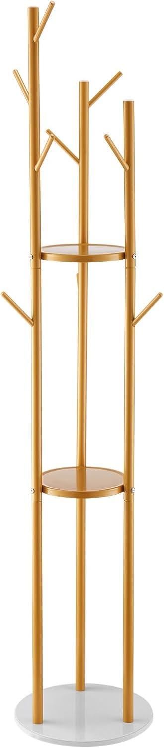image:imageVEVOR Coat Rack Freestanding Coats Rack Stand with Quartz Stone Base amp 3 Round Hooks Free Standing Hall Coat Tree for Entryway Bedroom Living Room Stylish Clothes Hanger Stand for Coats Hat Bagwith Storage Board