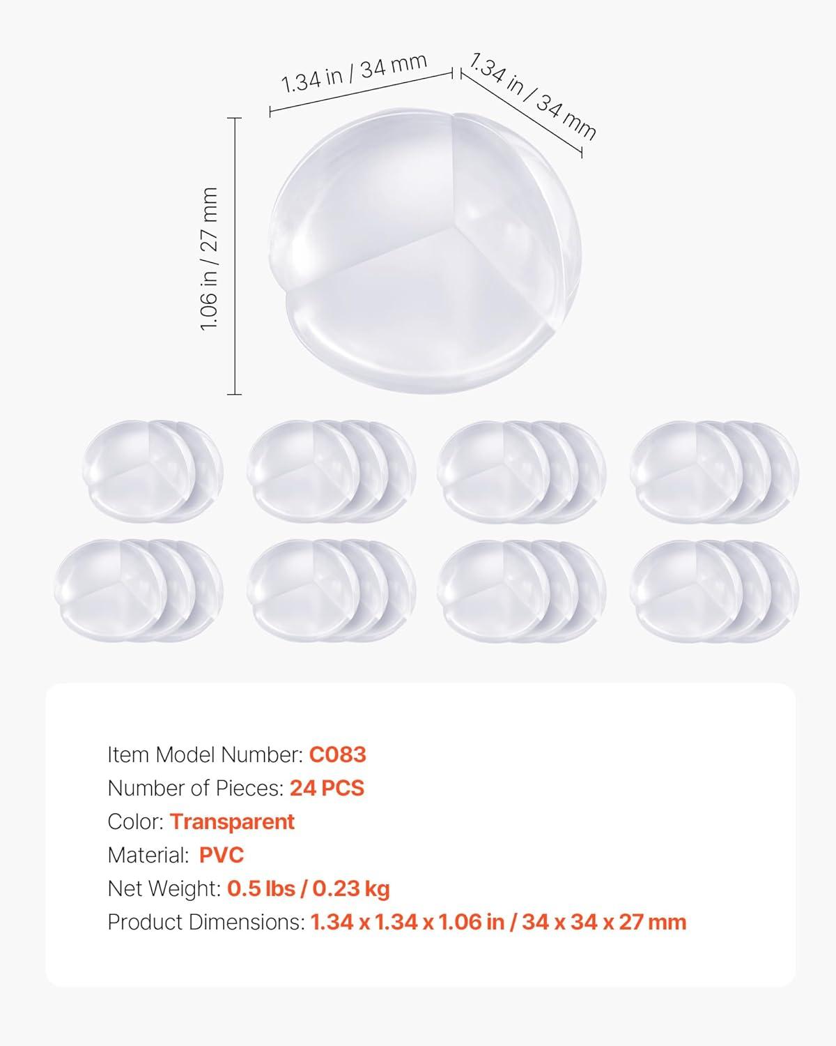 image:imageVEVOR Corner Protectors Baby Proofing 24 Pack Clear amp Transparent Table Corner Guards Covers for Baby Safety 134inch Depth 028inch Thickness Strong Adhesive Cushion for Furniture Sharp Edges