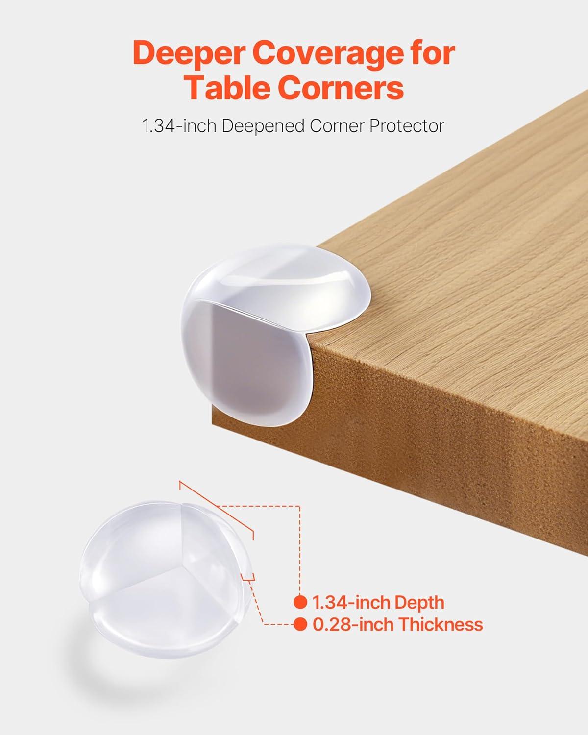 image:imageVEVOR Corner Protectors Baby Proofing 24 Pack Clear amp Transparent Table Corner Guards Covers for Baby Safety 134inch Depth 028inch Thickness Strong Adhesive Cushion for Furniture Sharp Edges
