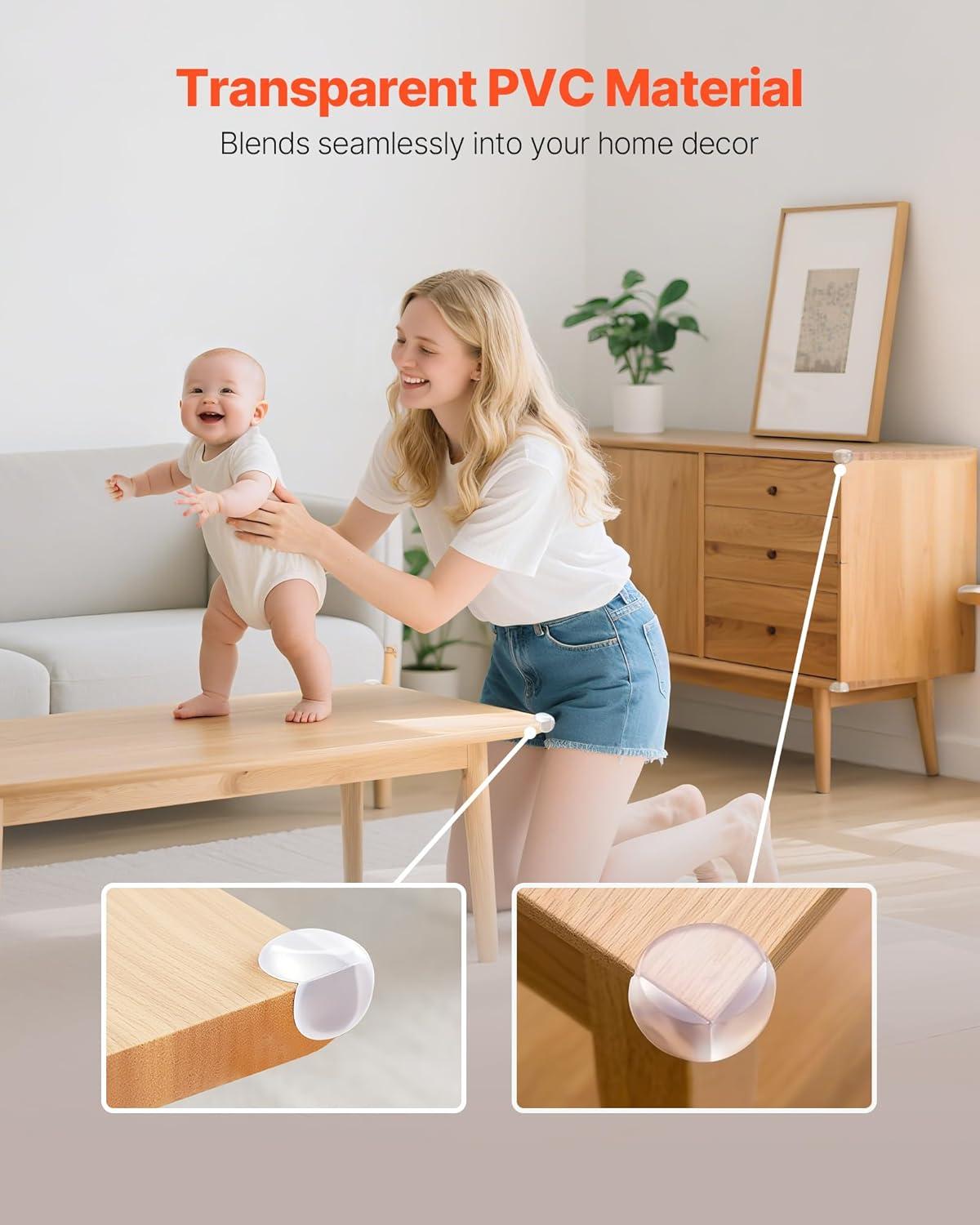image:imageVEVOR Corner Protectors Baby Proofing 24 Pack Clear amp Transparent Table Corner Guards Covers for Baby Safety 134inch Depth 028inch Thickness Strong Adhesive Cushion for Furniture Sharp Edges