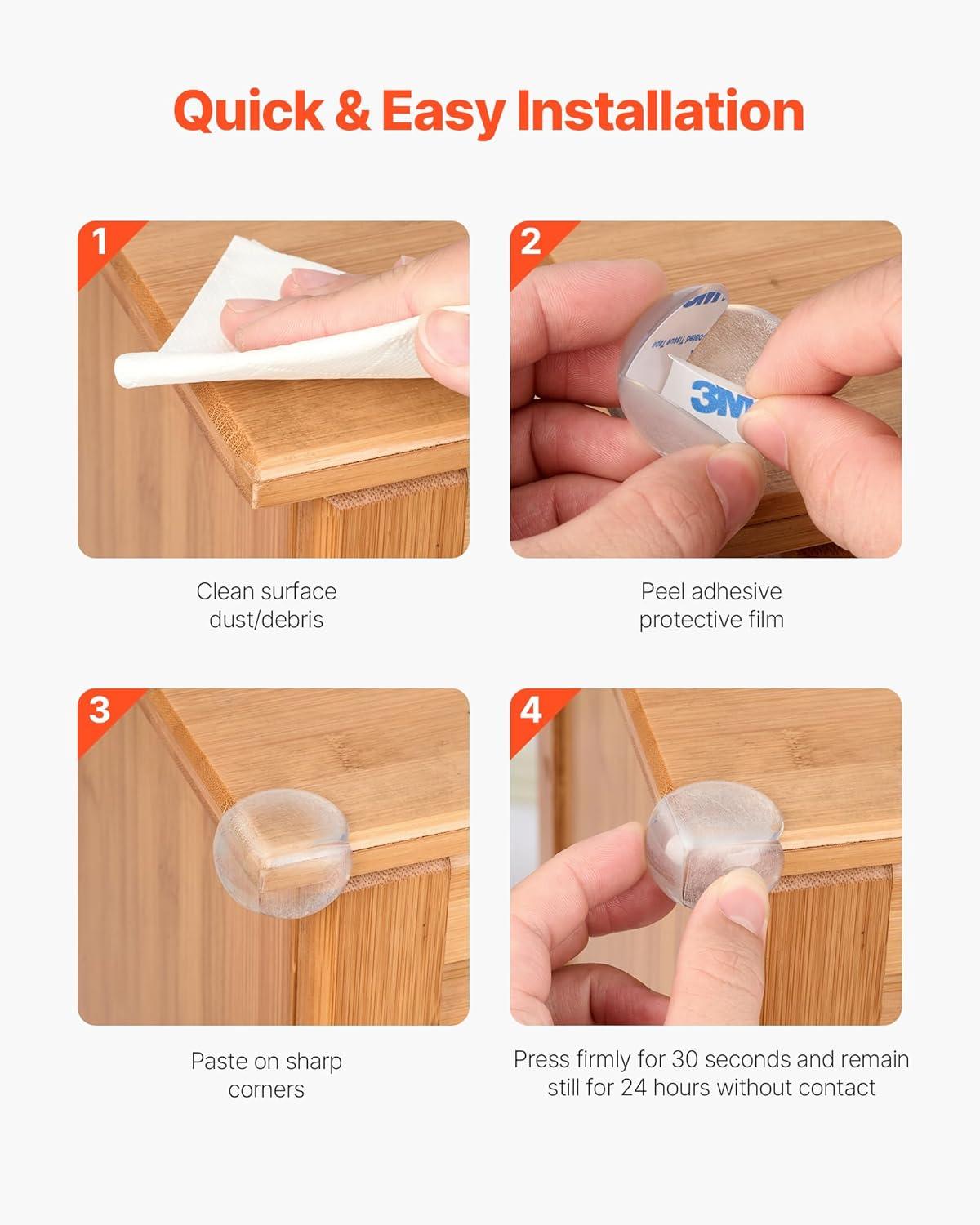 image:imageVEVOR Corner Protectors Baby Proofing 24 Pack Clear amp Transparent Table Corner Guards Covers for Baby Safety 134inch Depth 028inch Thickness Strong Adhesive Cushion for Furniture Sharp Edges