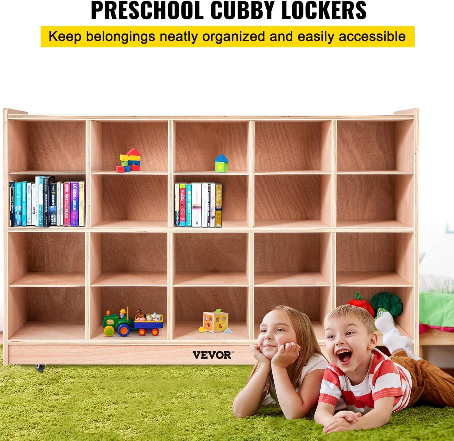 image:imageVEVOR Cubby Mobile Tray Storage Cabinet 20Compartment Cubby Storage Shelf Cubby Storage Cabinet 4 x 5 Classroom Cubbies Classroom Furniture for Home Daycare and Preschool Natural20Section