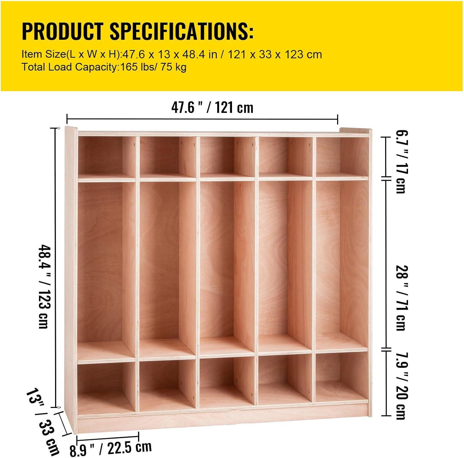 image:imageVEVOR Cubby Mobile Tray Storage Cabinet 20Compartment Cubby Storage Shelf Cubby Storage Cabinet 4 x 5 Classroom Cubbies Classroom Furniture for Home Daycare and Preschool Natural5Section