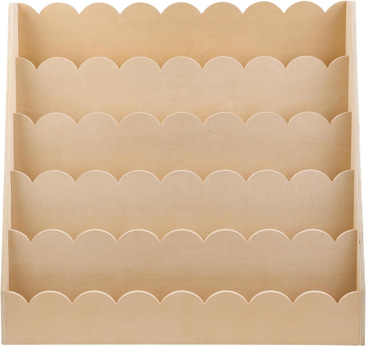 image:imageVEVOR Cubby Mobile Tray Storage Cabinet 8Compartment Cubby Storage Shelf Cubby Storage Cabinet 3Shelf Classroom Cubbies Classroom Furniture for Home Daycare and Preschool NaturalScalloped Bookcase