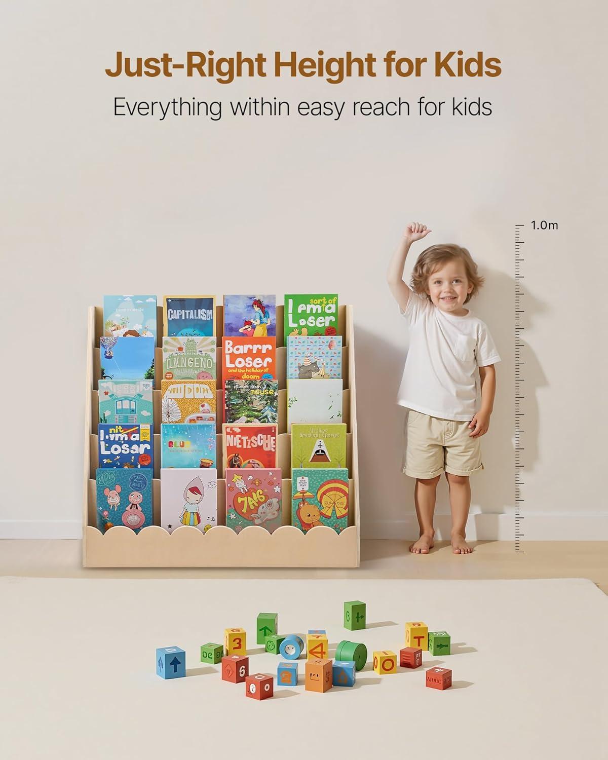 image:imageVEVOR Cubby Mobile Tray Storage Cabinet 8Compartment Cubby Storage Shelf Cubby Storage Cabinet 3Shelf Classroom Cubbies Classroom Furniture for Home Daycare and Preschool NaturalScalloped Bookcase