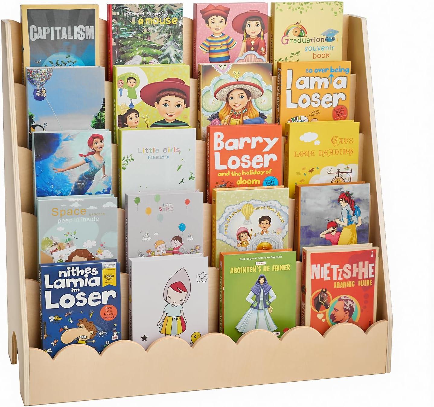 image:imageVEVOR Cubby Mobile Tray Storage Cabinet 8Compartment Cubby Storage Shelf Cubby Storage Cabinet 3Shelf Classroom Cubbies Classroom Furniture for Home Daycare and Preschool NaturalScalloped Bookcase
