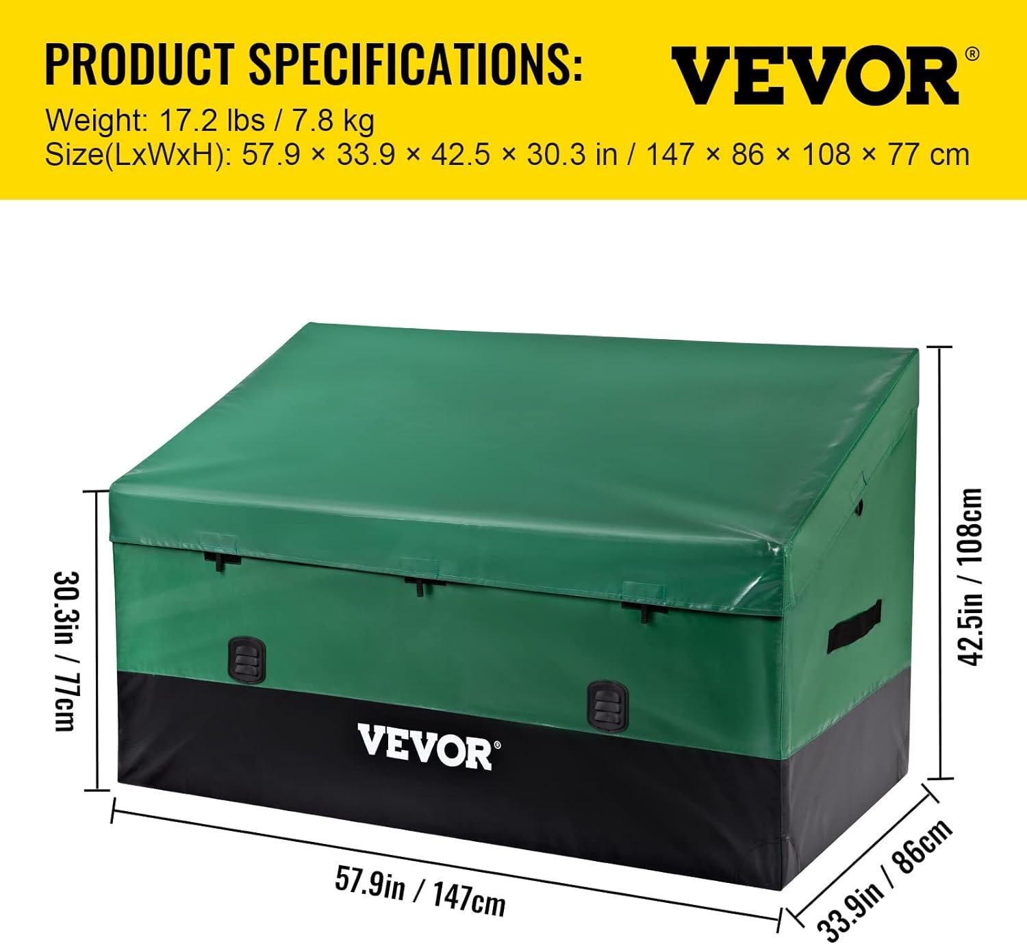 image:imageVEVOR Deck Box 100 Gallon Outdoor Storage Box 480 x 215 x 245 Waterproof PP Deckbox with Aluminum Alloy Padlock for Patio Furniture Garden Tools Outdoor Cushions Gray230gal