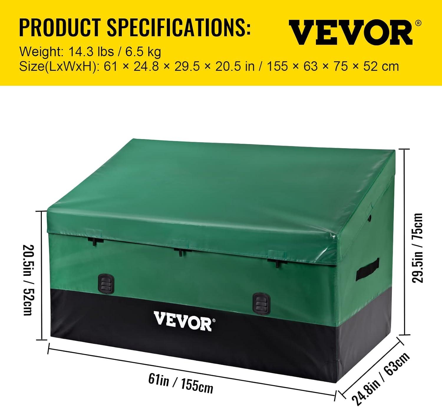 image:imageVEVOR Deck Box 100 Gallon Outdoor Storage Box 480 x 215 x 245 Waterproof PP Deckbox with Aluminum Alloy Padlock for Patio Furniture Garden Tools Outdoor Cushions Gray150gal
