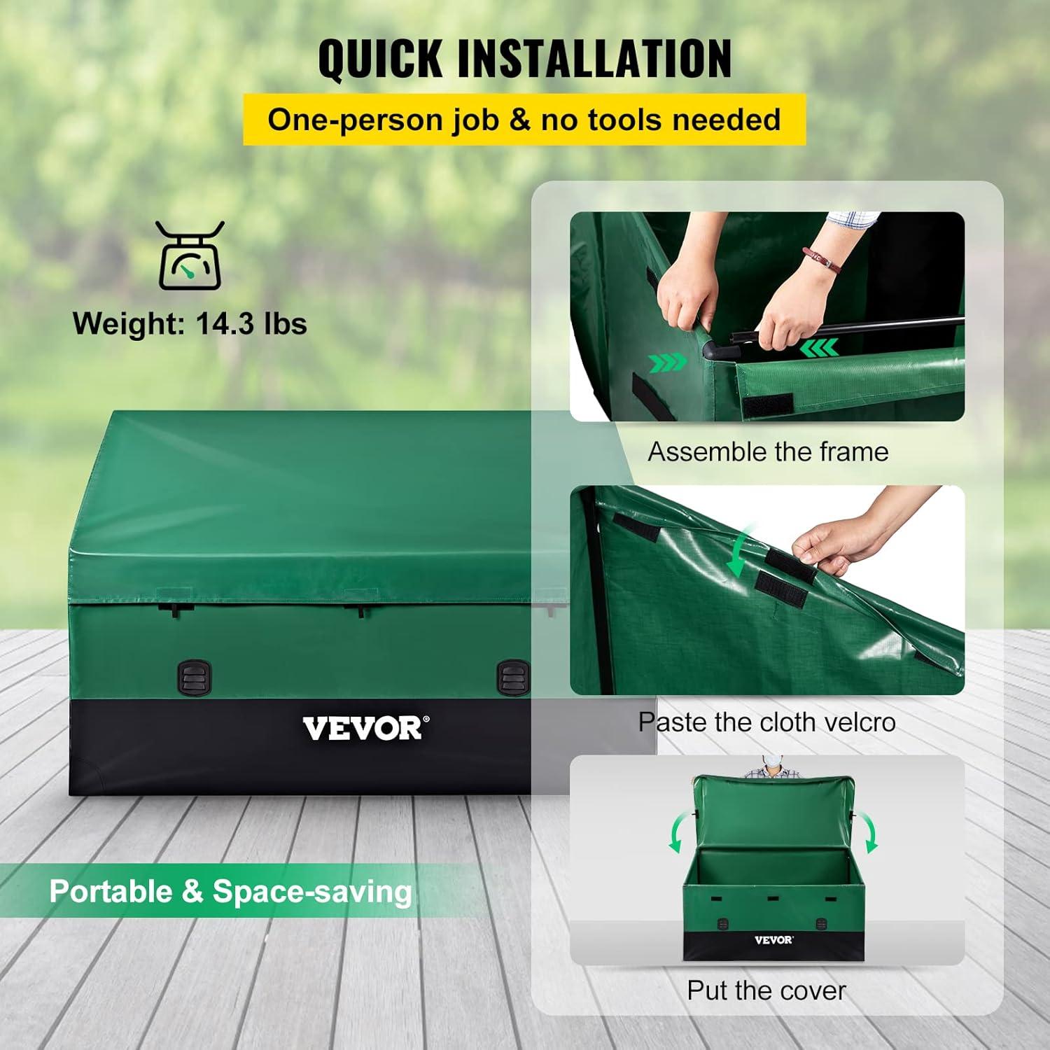 image:imageVEVOR Deck Box 100 Gallon Outdoor Storage Box 480 x 215 x 245 Waterproof PP Deckbox with Aluminum Alloy Padlock for Patio Furniture Garden Tools Outdoor Cushions Gray150gal