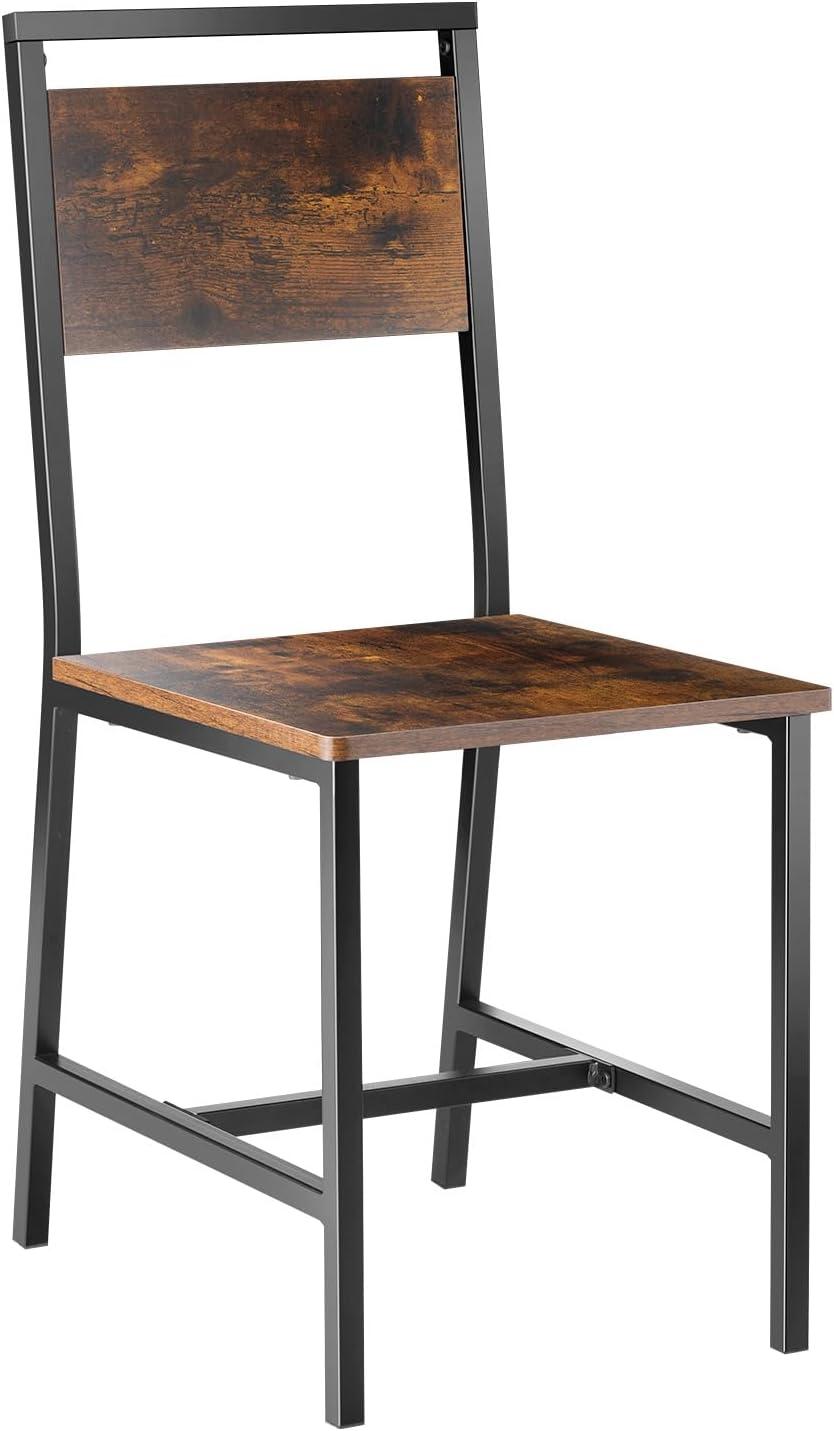 image:imageVEVOR Dining Chairs Set of 2 Wooden Chairs with Metal Frame and Backrest Easy to Assemble Leather Side Chair Modern Farmhouse Walnut Chair for Kitchen Living Room Rustic Brown and BlackSet of 4
